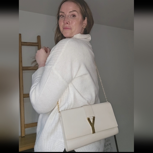 YSL Cream Leather Clutch - Yves Saint Laurent - Picture 3 of 12